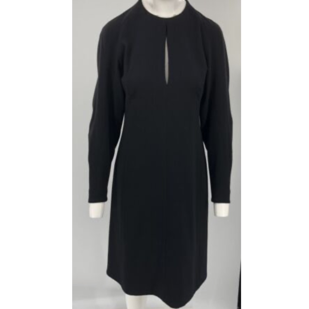 Derek Lam Black Long Puffy Sleeve A-Line Dress With Keyhole Neckline Sz 6